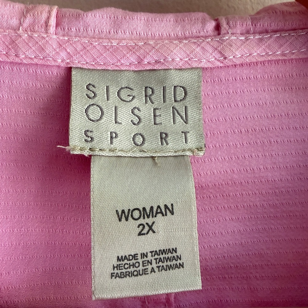 Vintage Sigrid Olsen Sport Hooded Zip Up Jacket Pink Plus Size 2X Good - Picture 3 of 11